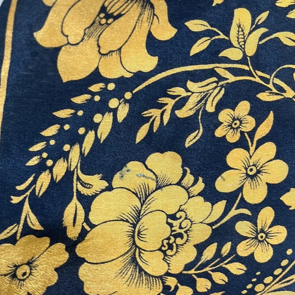 Honey 100% Silk Purple and Gold Floral Vintage Scarf